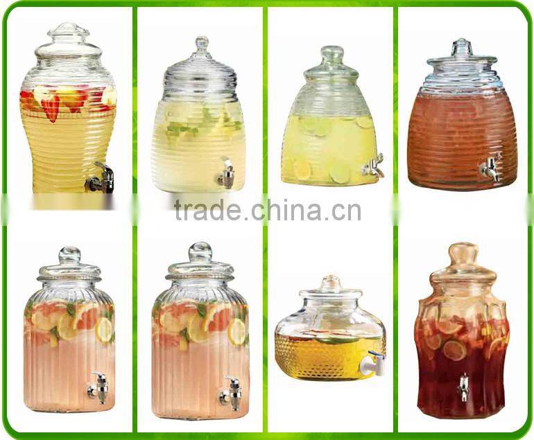 Customized Classic Glass Beverage Dispenser With Tap