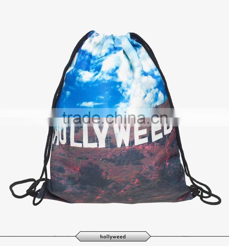 Waterproof polyester 3d printing drawstring backpack