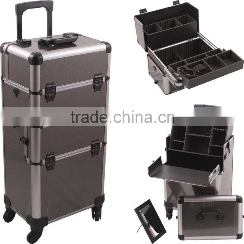 Rolling Makeup Case Pro Cosmetic Hair Stylist Storage Wheeled Trolley
