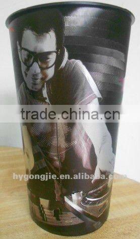 32oz printed plastic cup with straw