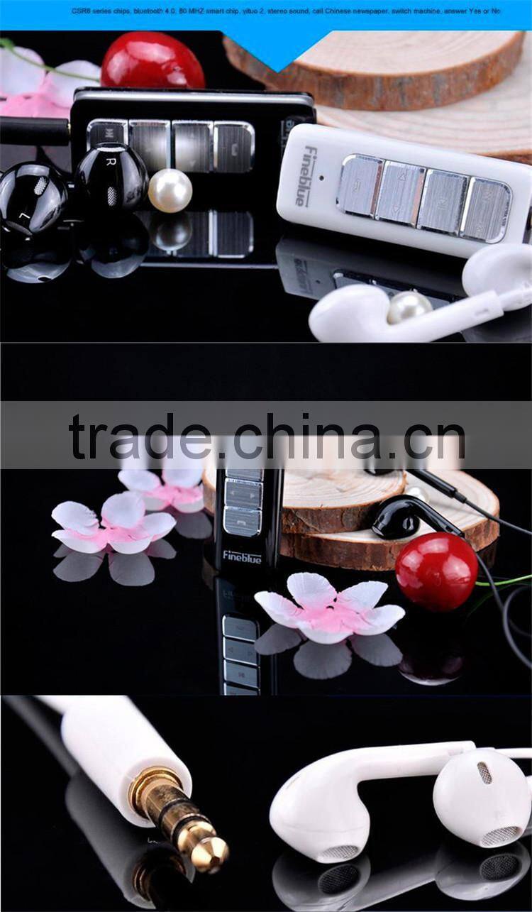 New Arrival Fineblue I5S Bluetooth V4.0 Earphone Lavalier Music Voice Stereo Binaural Headset For All SmartPhone