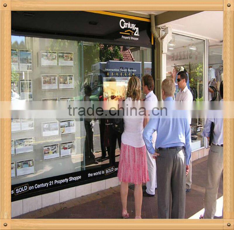 3d projector 55inch transparent touch foil with glass screen touch 10points on window shop