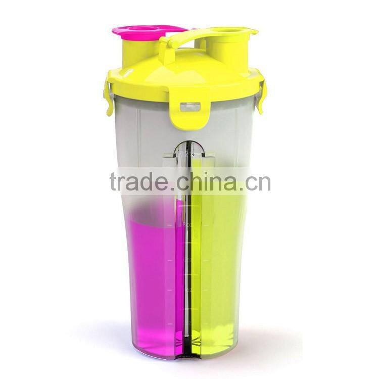 2015 New BPA free 2 in 1 Twin Pack Plastic Dual Shaker
