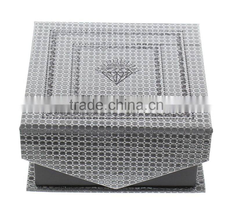 Leather Bracelet Boxes, Cardboard, with PU, Square, grey, 100x100x50mm