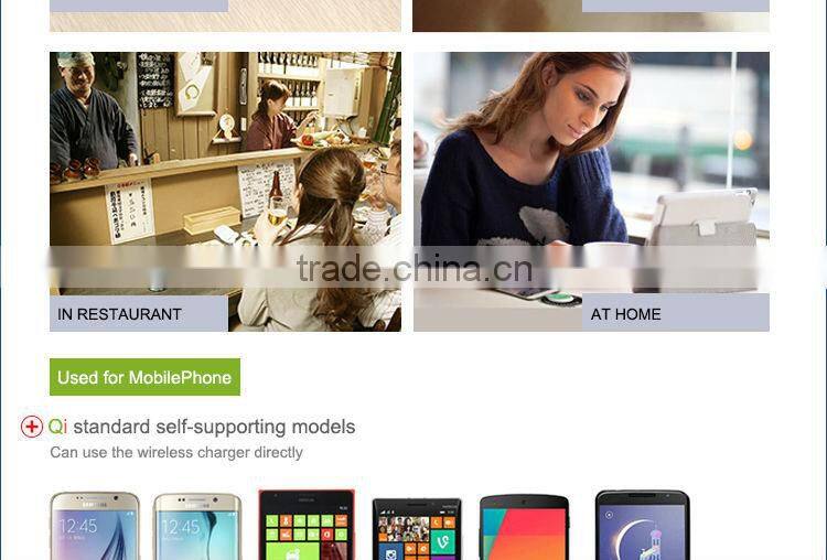 New smartphone Qi desktop wireless charger embedded on the furniture table