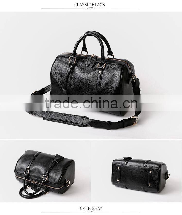 2016 new style guangzhou leather handbags top cowhide handbag boston bag for women