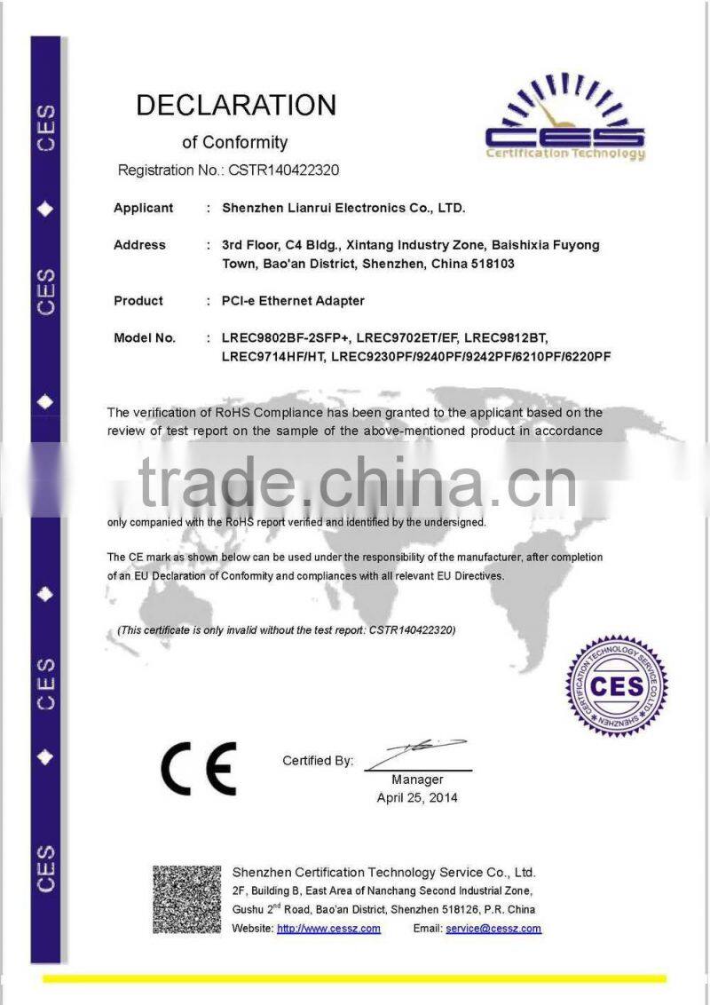LREC9044PF-4SFP PCIe x1 100FX Quad SFP Port Fiber NIC (Intel 82580 Based) Unique