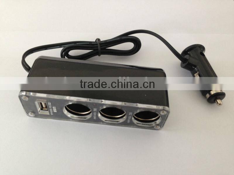 DC to DC Auto cigarette lighter triple socket for iphone4 4s 5