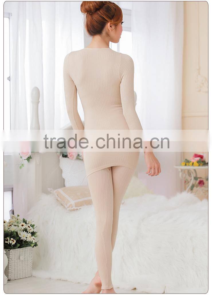 Womens Rib High Elastic Long Johns Winter Thermal Underwear Sets