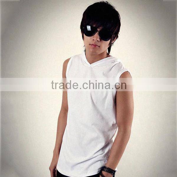 Pullover With Hood Cotton Man Tank Top (lyt-060116)