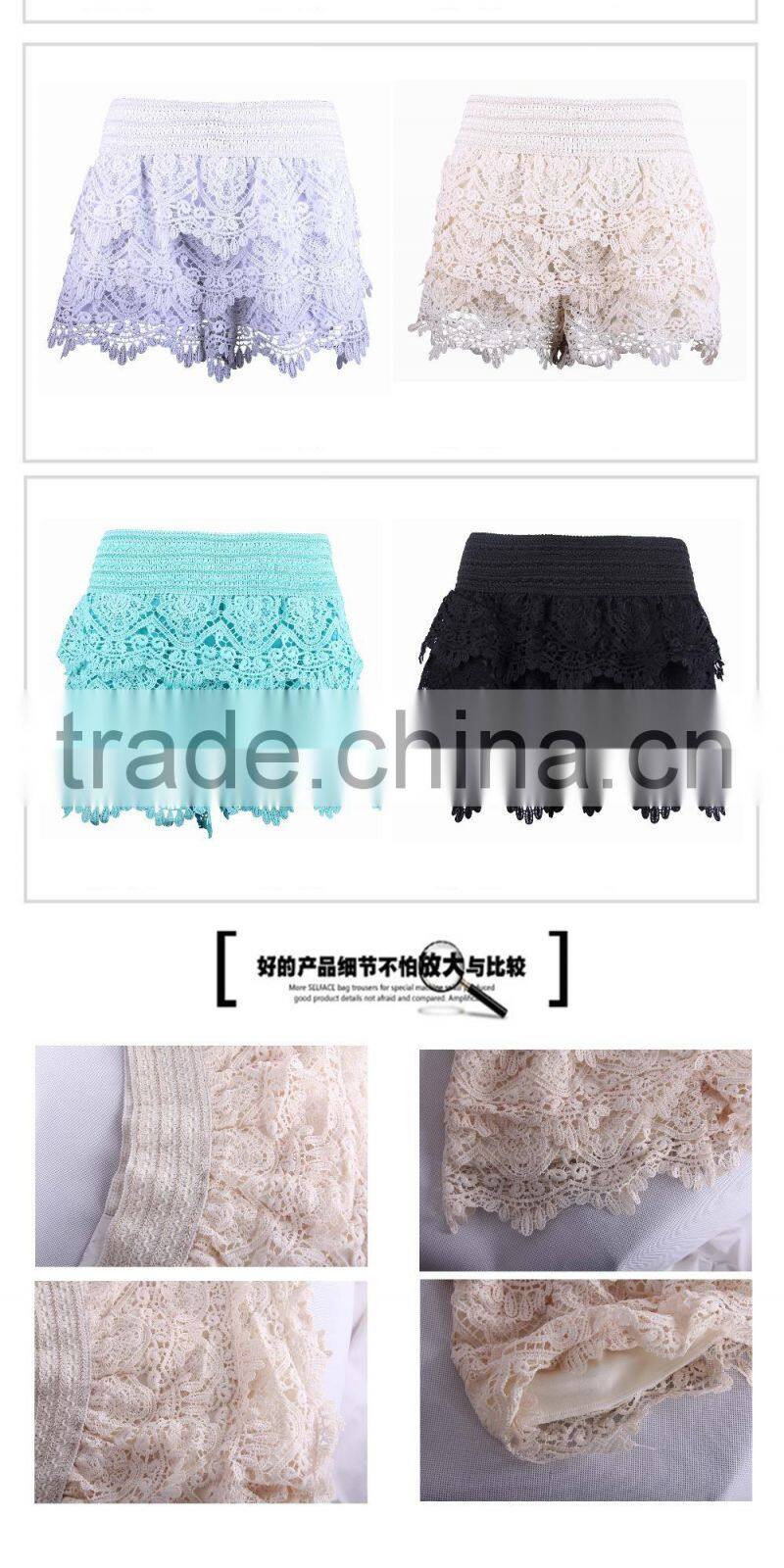 Lace crochet short skirts pants exposed pants they render women shorts