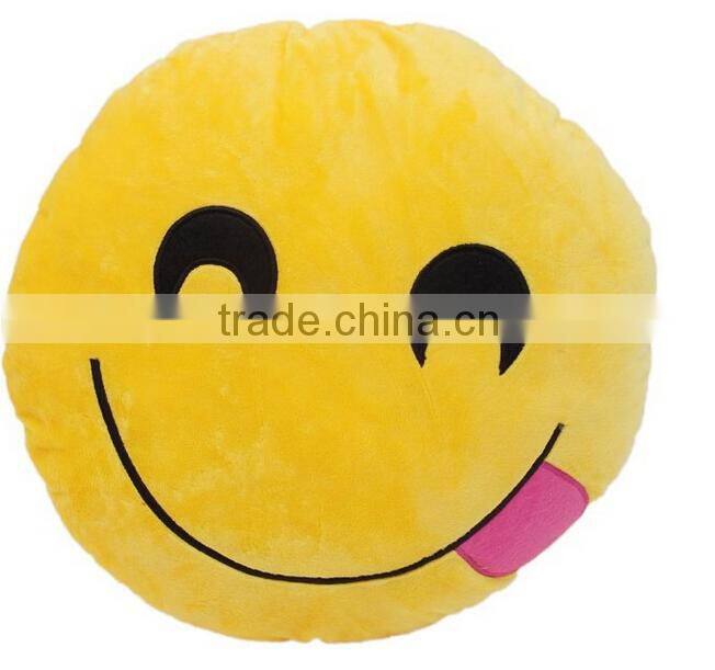 Soft Emoji Smiley Emoticon Yellow Round Cushion Pillow Stuffed Plush Toy Doll