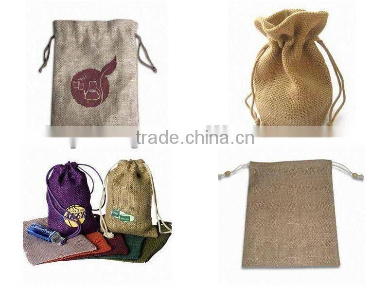 100% Jute small drawstring bags