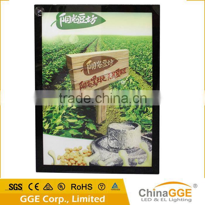 High brightness edgelit lightbox sign with black aluminum profiles