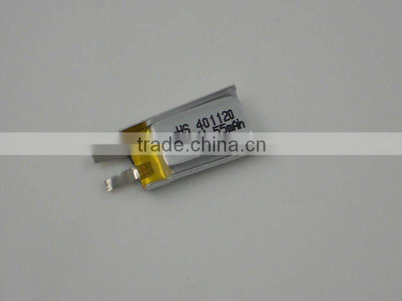 401120 3.7v 55mAH small Bluetooth battery