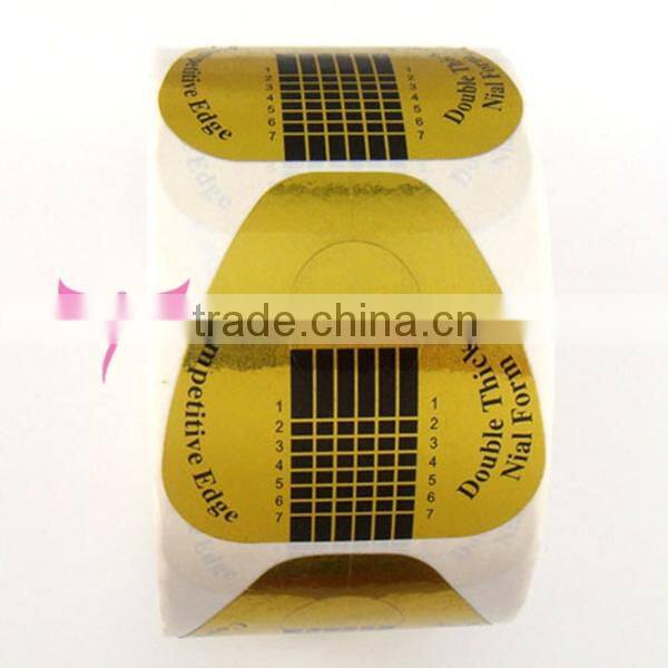 500 PCS Golden Paper Horse Shoe shape Double Thick Professional Nail Art Form 500 pcs