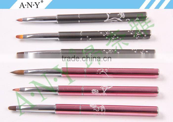 ANY Nail Art Beauty Design Pink Metal Oval UV Gel Art Brushes for Nail Art