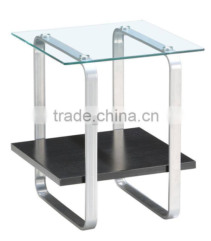 New design glass top MDF shelf coffee table