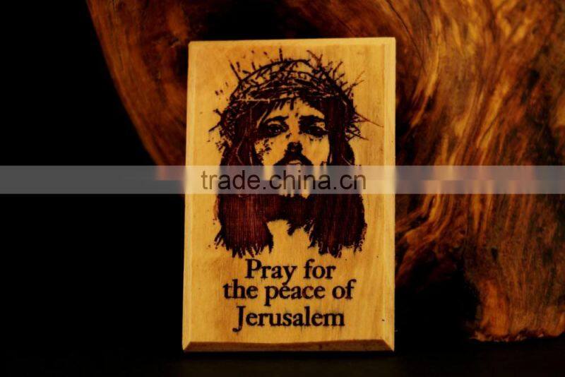 Olive Wood Magnet Pray For Peace. Made in Jerusalem