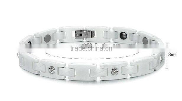 Black ceramic with health magnetic bracelet for mens stainless steel jewellery