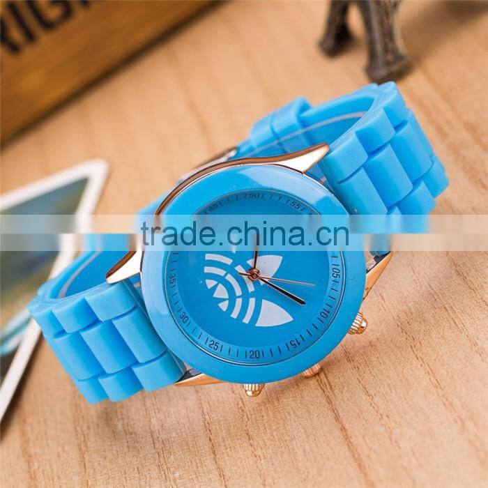 Whoelsale cheap silicone watch Geneva clover students watch silicon rubber watch