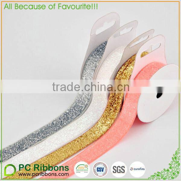 5/8" solid color glitter elastic ribbons