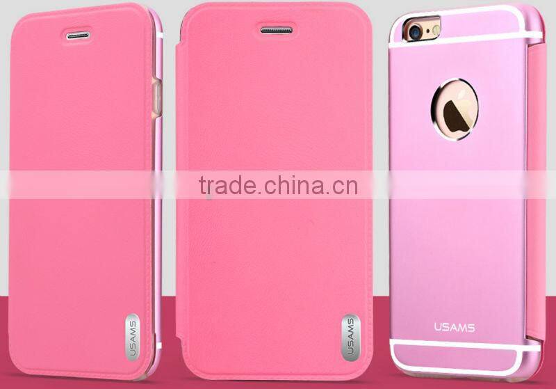 USAMS PC+TPU+Metal flip case for iphone 6/6plus
