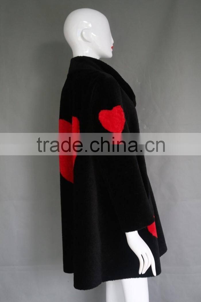 Factory direct wholesale fashion ladys wool lamb sheared leather fur jacket