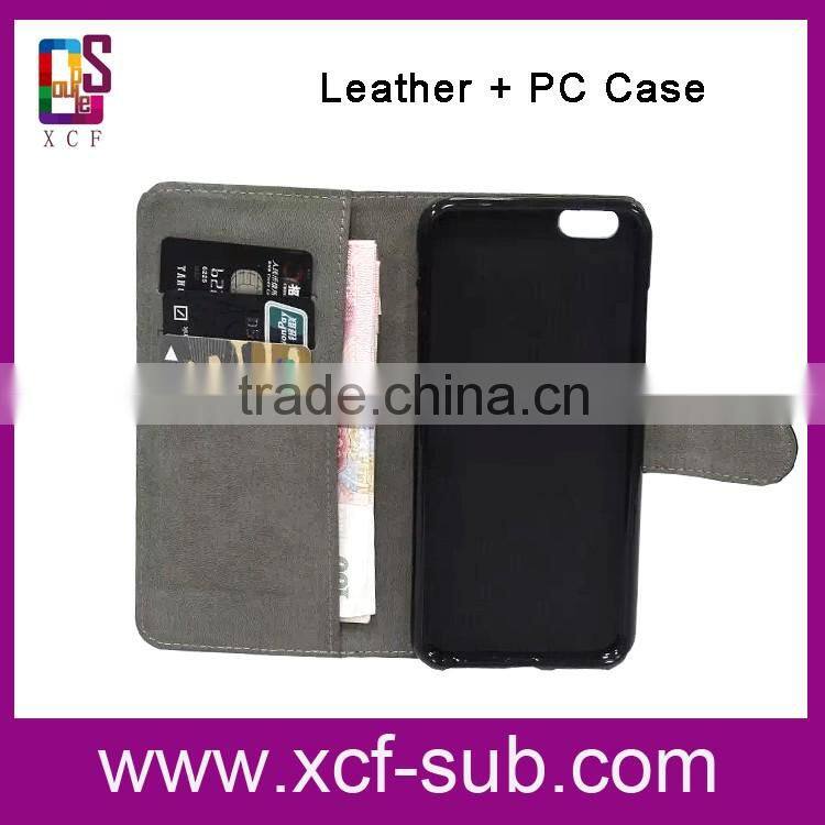 Wholesale Custom Design Light Weight Bulk 2D flip Blank Sublimation leather Mobile Phone Case For iphone6s