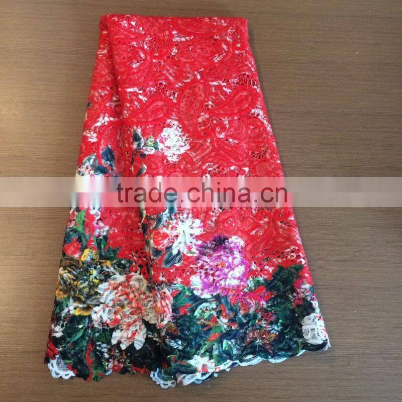 2016 Digital multi flower cord lace printing cord lace for garment