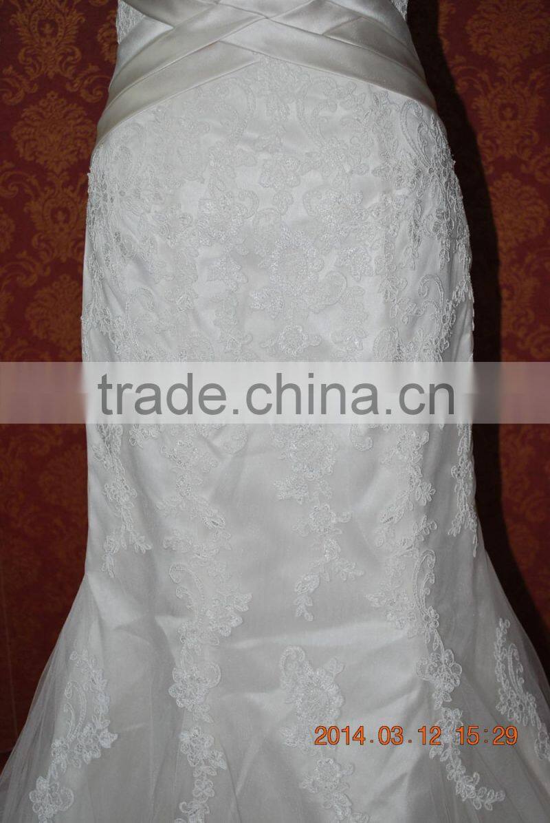 (MY0009) MARRY YOU High Neck V Back Lace Designer Muslim Bridal Gown Marry You China Factory Wedding Dress