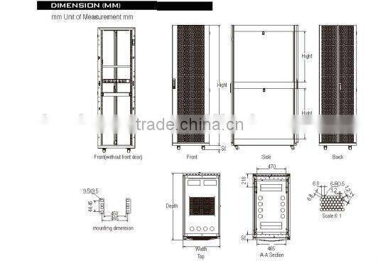 19inch 42U black network cabinet