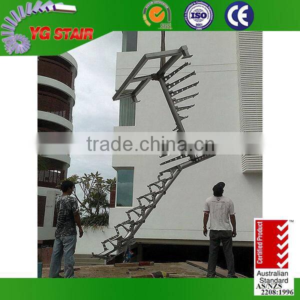 Exterior spiral wooden stairs