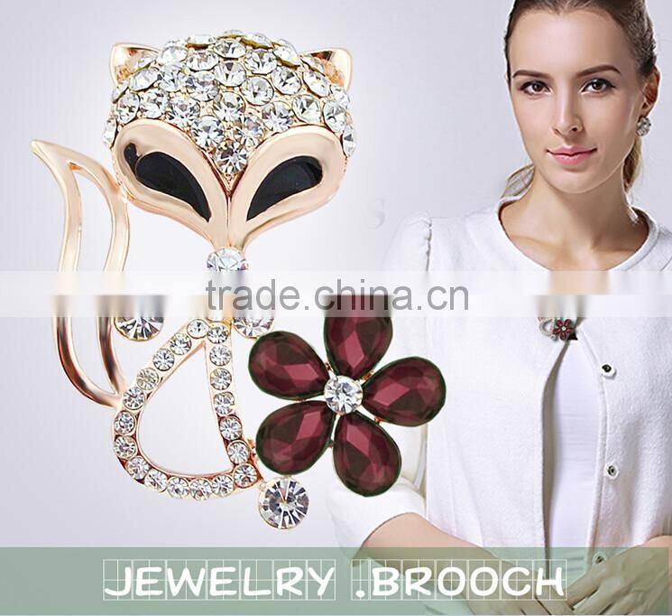 China wholesale brooch fashion rhinestone fox brooch pearl brooch for Scarf buckle