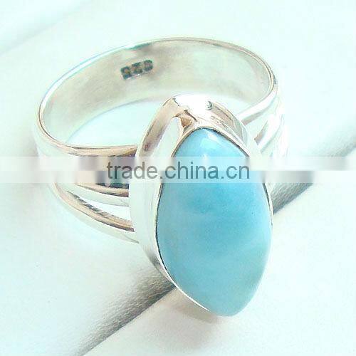 Blue lapis lazuli stone 925 silver fashion ring
