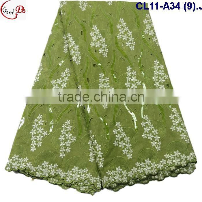 CL11-A34 (17) New arrival and good quality Organza lace fabric with big suquins for dress and clothes