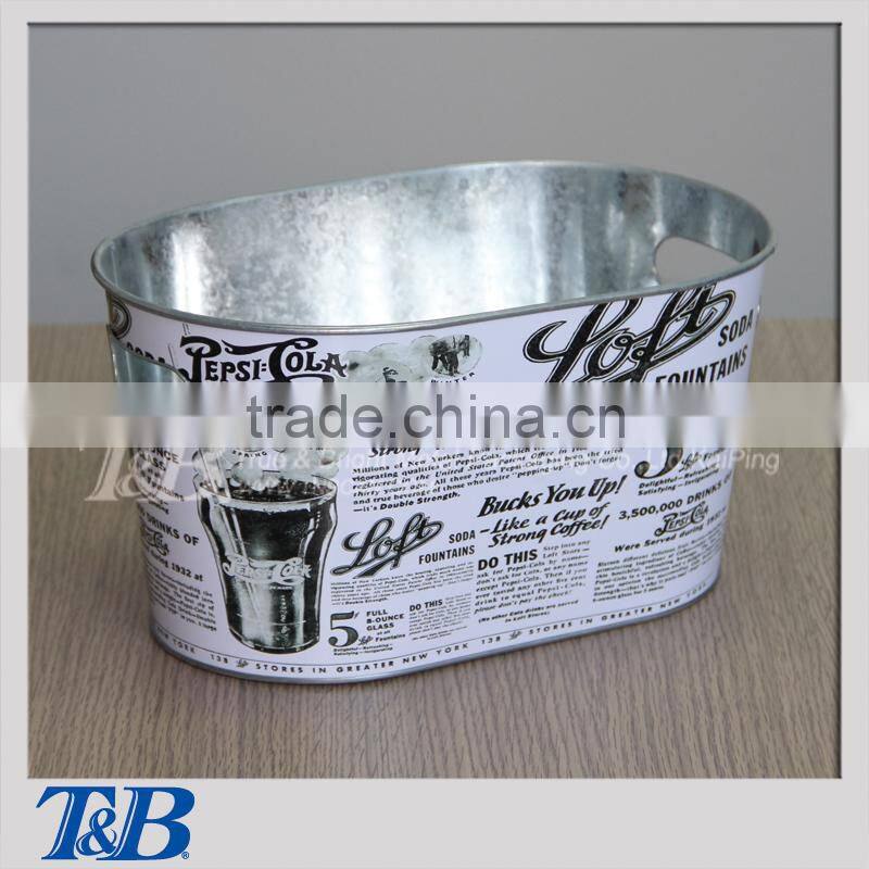 Paint metal Tin Ice Bucket with Inner Handles