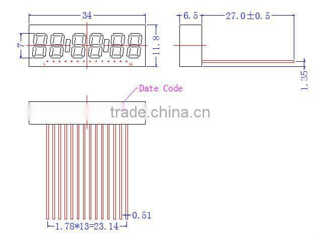 6 digit 7 segment digital led clock display white