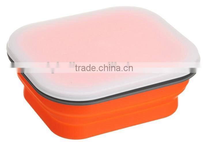 Silicone Collapsible Medium Snack Box, Snack Container, Food Container - Orange