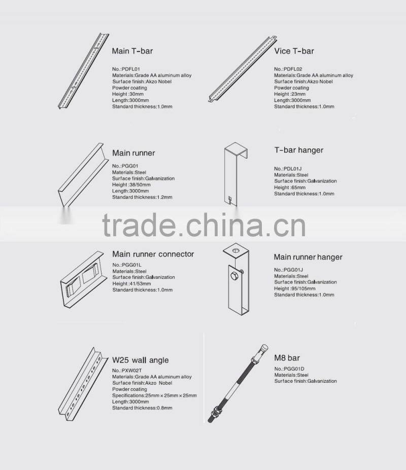 Lay in aluminum ceiling drywall 595 * 595 * 8mm