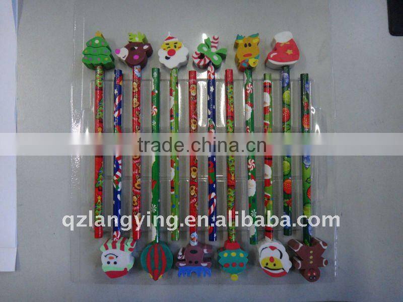 xmas pencil eraser set
