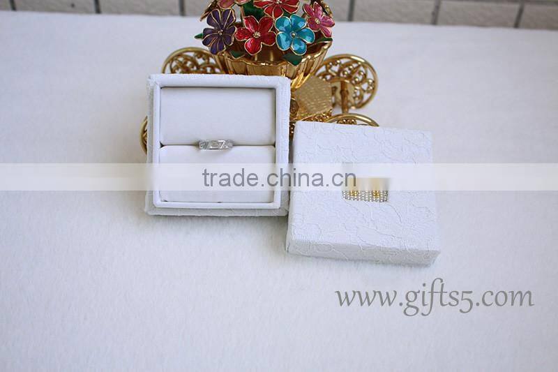 Elegant Lace white engagement ring box with beaded name plate of A