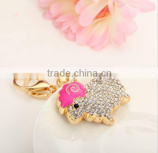 2014 Rhinestone Sheep Cute Animal Keychain , Bag Pendant ZTKC-171