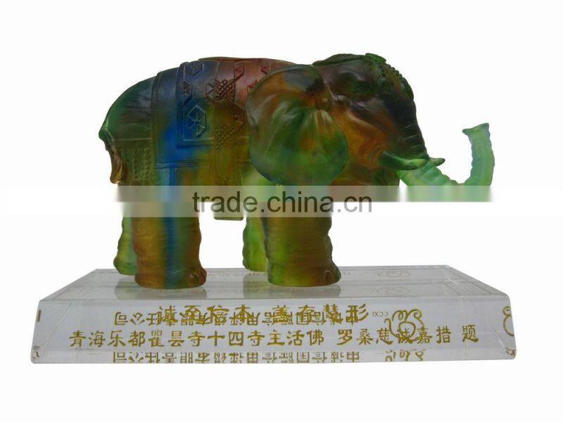 BJ038 colored glaze decoration--crystal saint elephant souvenir