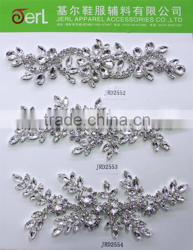 Hot sale cheap crystal applique for wedding rhinestone applique