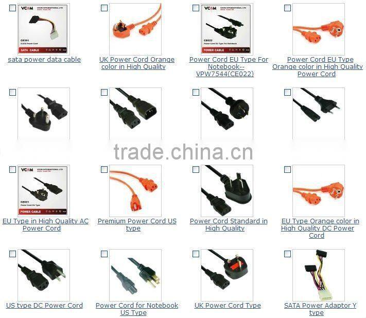 High Quality Orange Color EU Type Power Cord