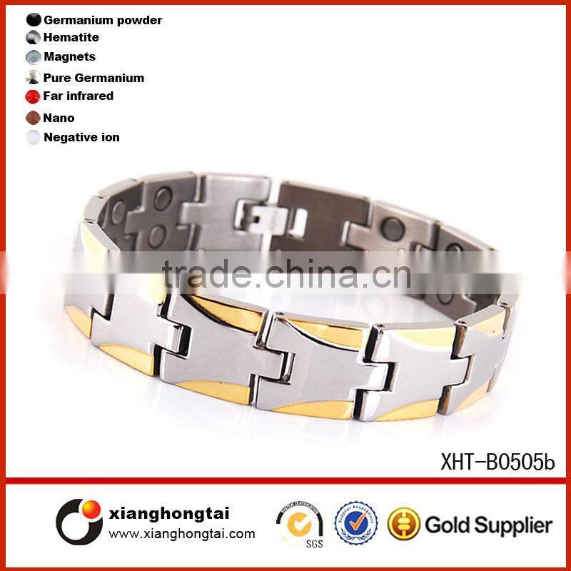 Fashion stainless steel charm bracelet, new stainless steel mens magnetic bracelet, 4-in 1 bio magnetic bracelet
