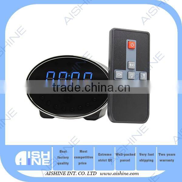 High quality smart home security Hidden Spy Button Camera Clock Wifi App Control