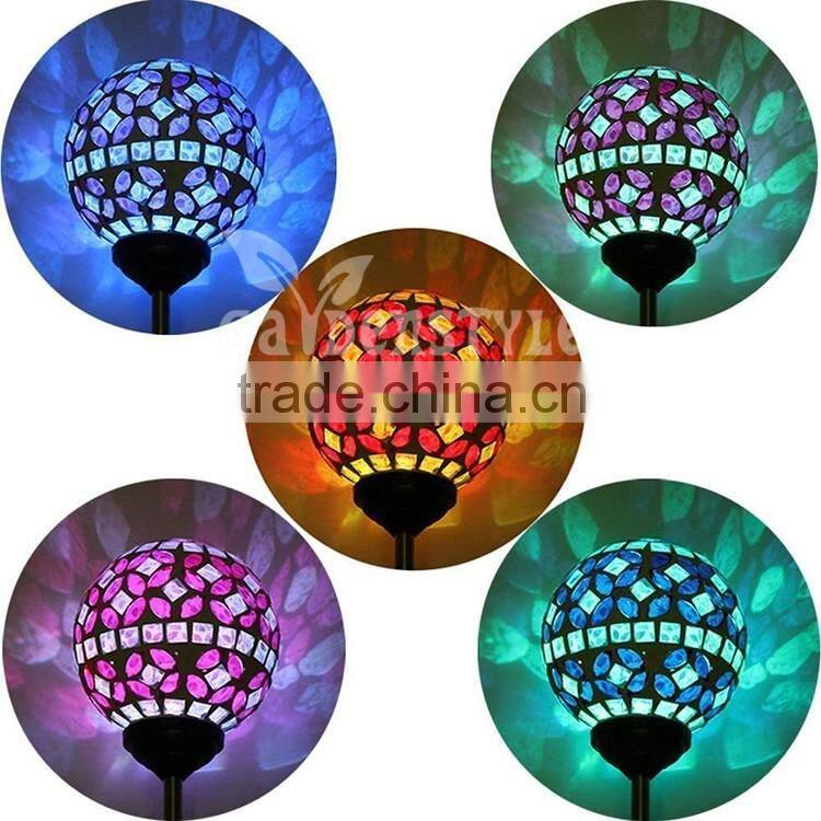 rgb led light Mosaic Glass Ball Lamp, Garden Stake Yard led decorative light, Multi-color Color Changing decoration light