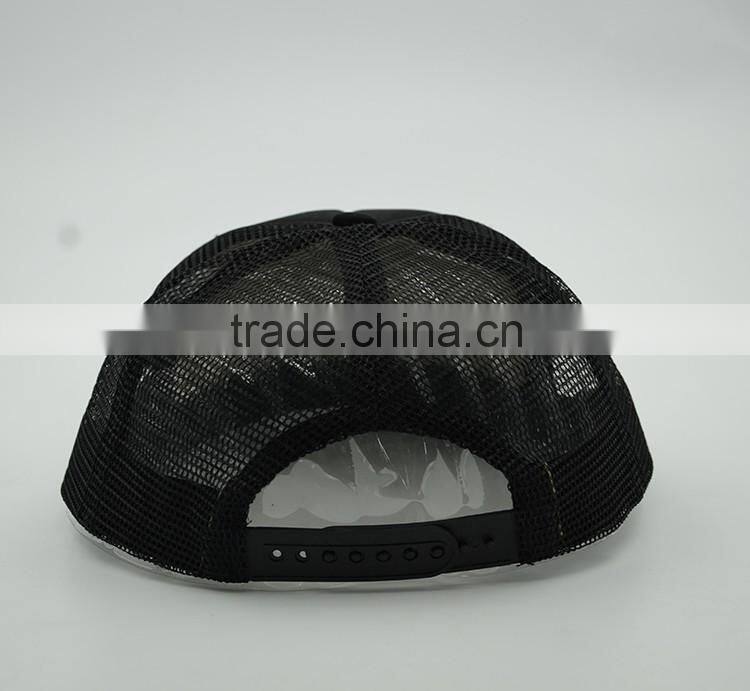 Customized flat bill hip pop fashion black 3d embroidery snapback cap